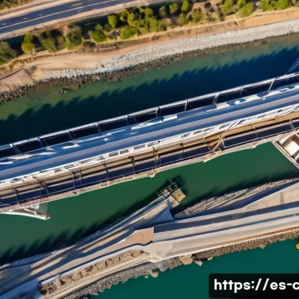토목공학 관련 최신 기술 동향 - A high-resolution aerial view of a modern civil engineering construction site in Spain, featuring a ...
