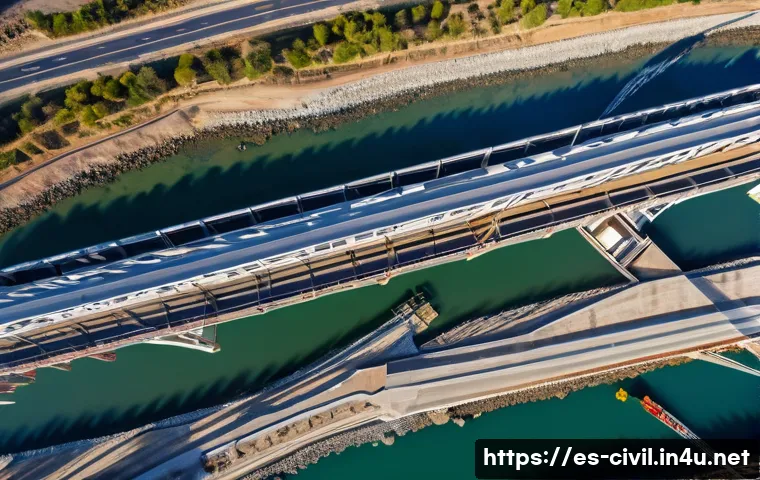 토목공학 관련 최신 기술 동향 - A high-resolution aerial view of a modern civil engineering construction site in Spain, featuring a ...