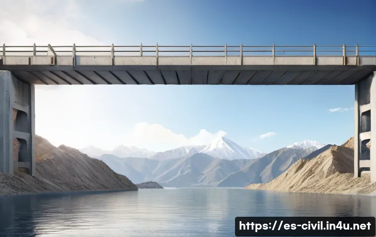 토목공학의 주요 이론 정리 - A detailed cross-sectional illustration of a modern reinforced concrete bridge under dynamic seismic...